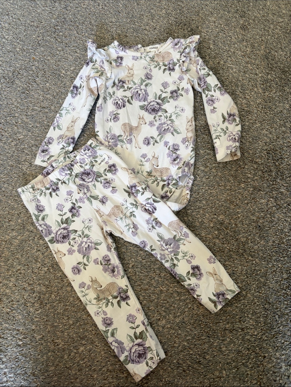 Newbie brand 9–12 months floral bunny matching set